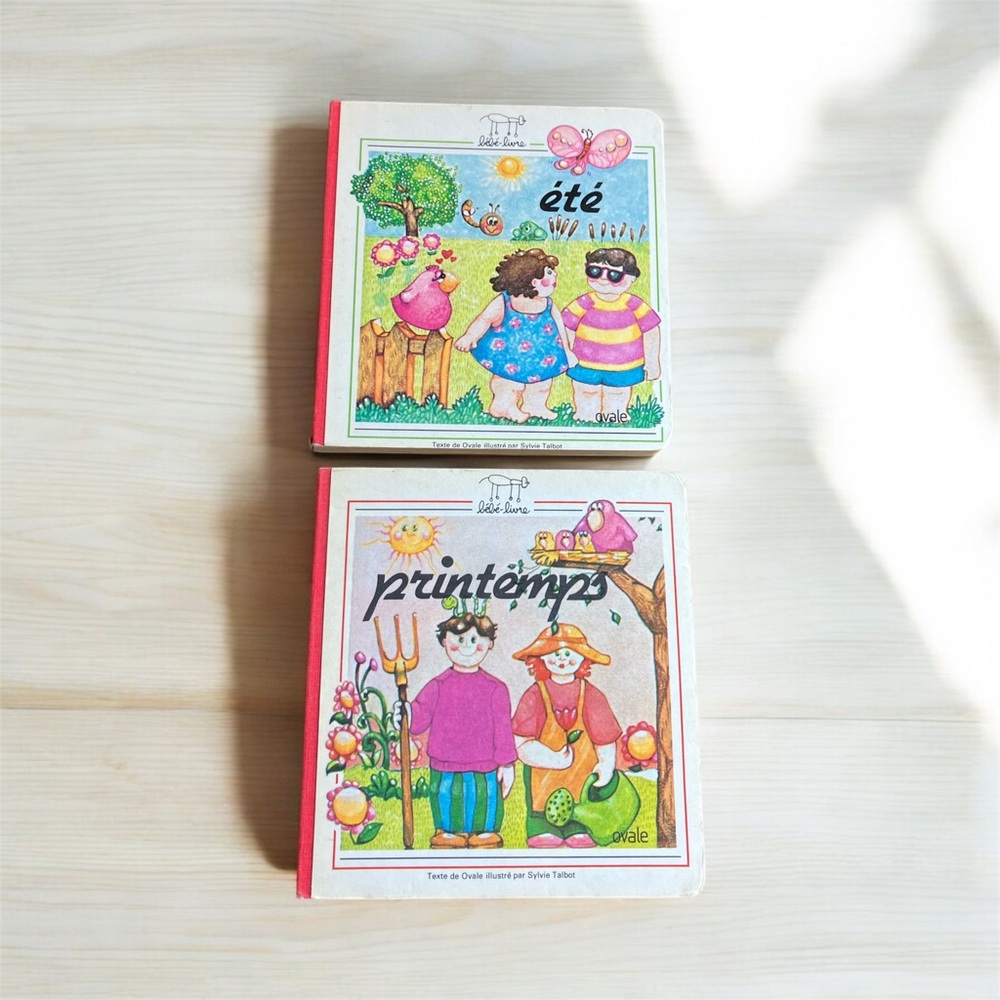 Vintage French Set of 2 Season Kids Board Books bebe-livre printemps ete